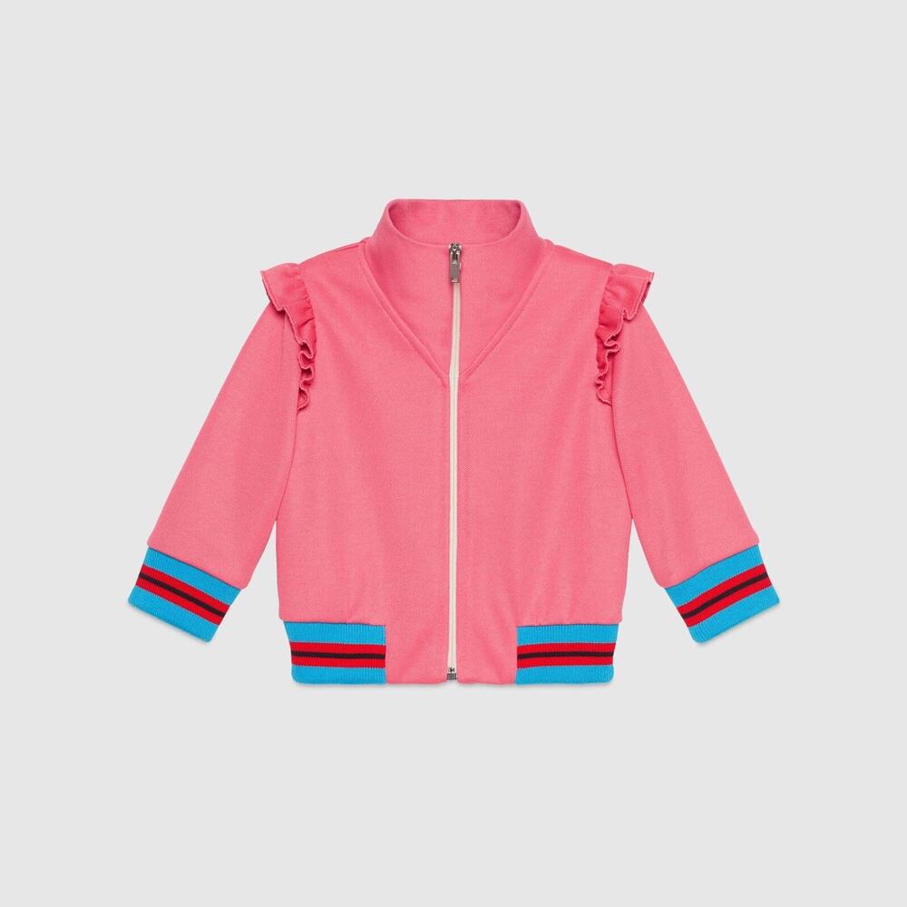 NWT Gucci Technical Jersey Pink Ruffle Graphic Print Sweatshirt Size 24M $495.00